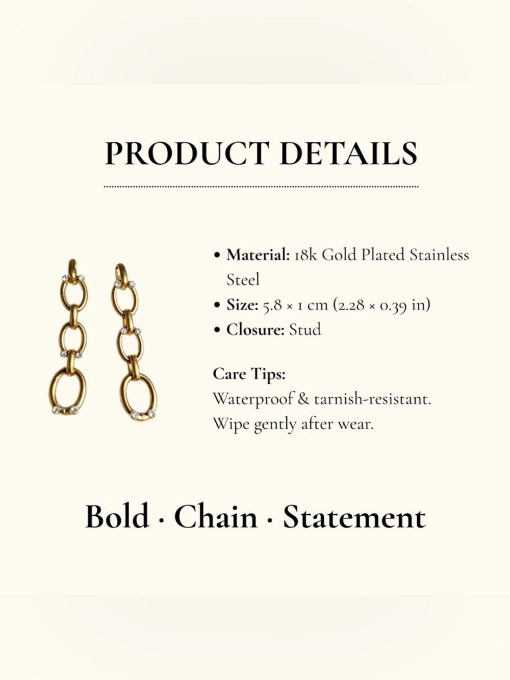 Gold Rhinestone Chain Drop Earrings - Picture 13 of 15